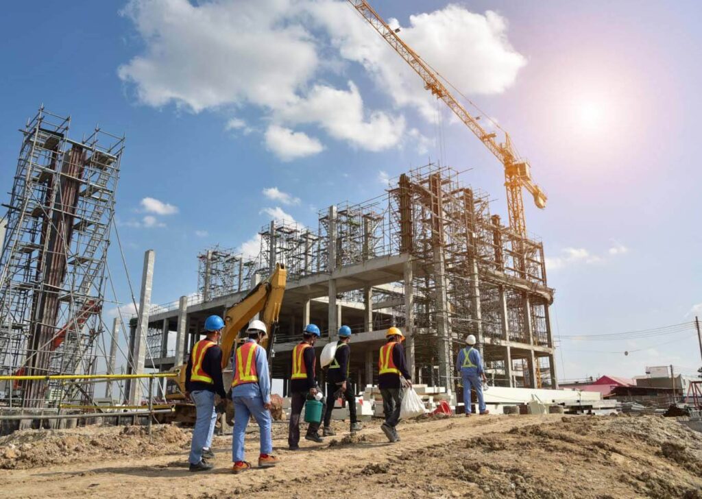 Service provider team walking in a construction area