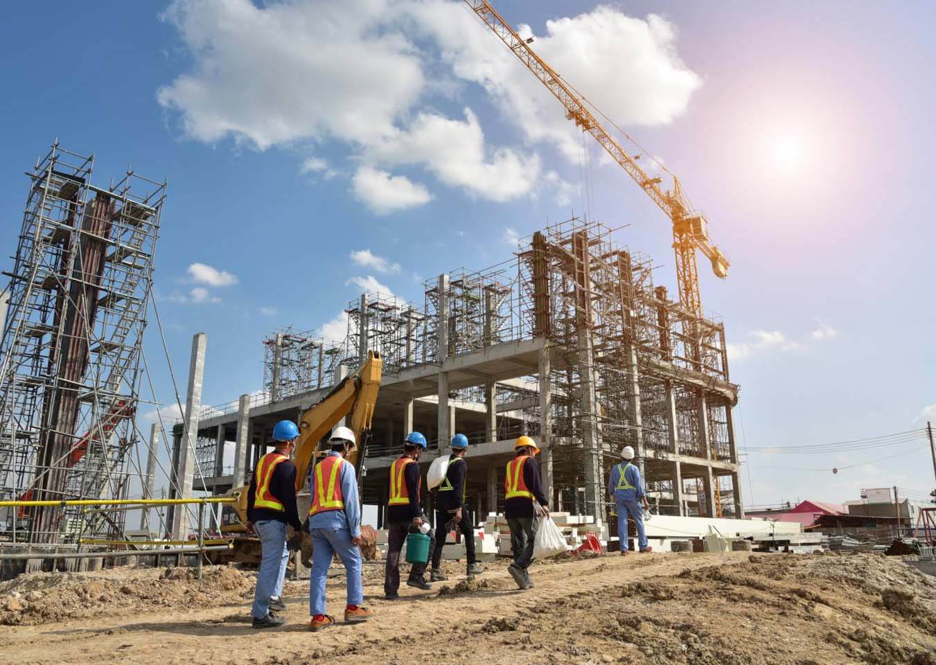 Service provider team walking in a construction area