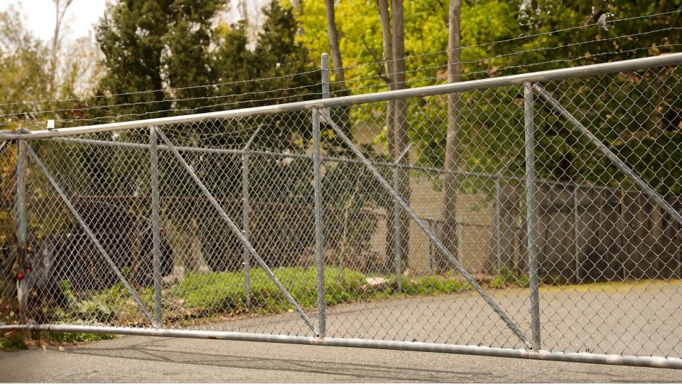 A metal fence as a barricade.